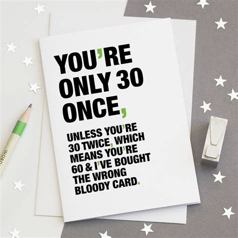 30th Birthday Card Funny 30th Card Sarcastic 30th Card | Etsy