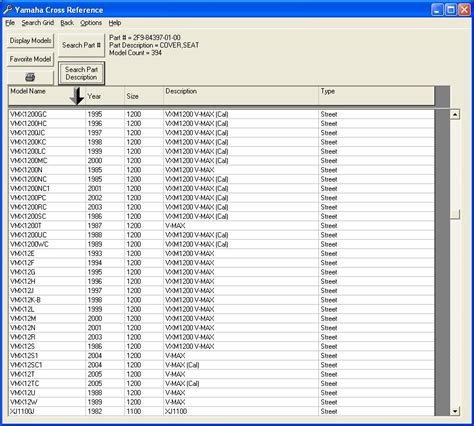 Yamaha Cross Reference
