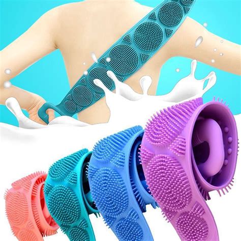 Silicone Bath Body Brush Scrubber, Long Lasting Double Sided Bodies Back Brush, Handle Body ...