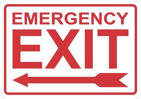 10in x 7in Left Arrow Emergency Exit Sticker Vinyl Business Sign Decal