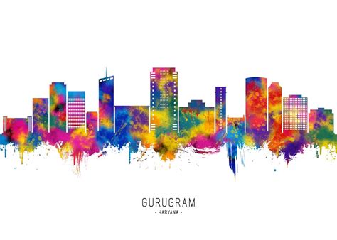 'Gurgaon Haryana Skyline' Poster, picture, metal print, paint by ...