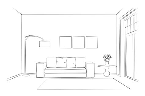 Premium Vector | Living room graphic black white home interior sketch ...