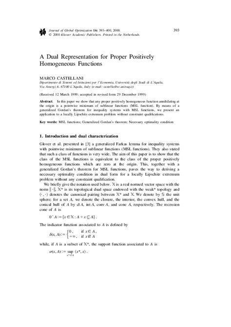 (PDF) A dual representation for proper positively homogeneous functions | Marco Castellani ...