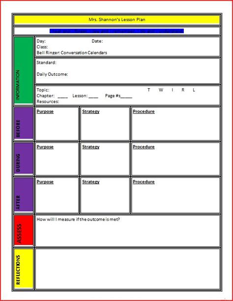 10+ Lesson Plan Template Word Free Download PDF, Excel!!