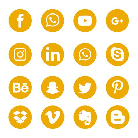 Yellow Social Media Icons Set Logo Symbol, Social Media Icons, Social ...