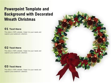 Powerpoint Template And Background With Decorated Wreath Christmas | Presentation Graphics ...