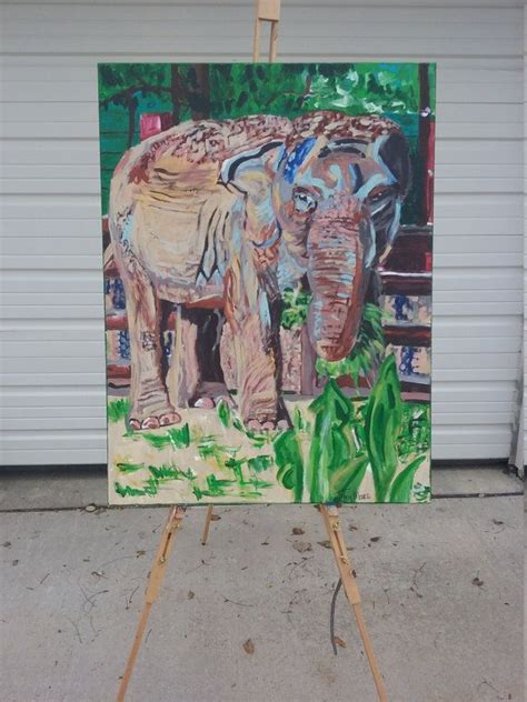 Elephant painting Zoo Animal art Wildlife artwork by QuirkyTraysee | Zoo animal art, Elephant ...