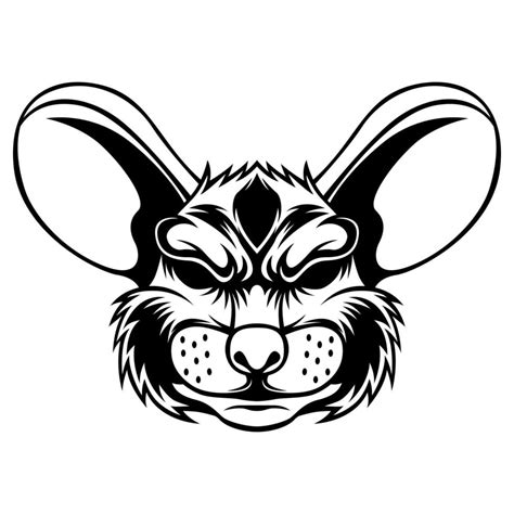 Mouse Head Vector. Mouse Black And White Drawing Mascot Logo Design Vector Illustration Template ...