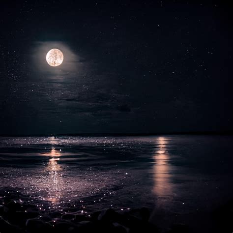 Premium Photo | The moon, sea, beautiful picture, the moon