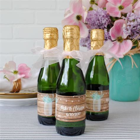 Custom wedding mini Champagne labels. Personalize online! Waterproof and self adhesive. | Mini ...