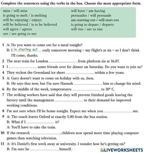 Future forms online activity for Advanced | Live Worksheets