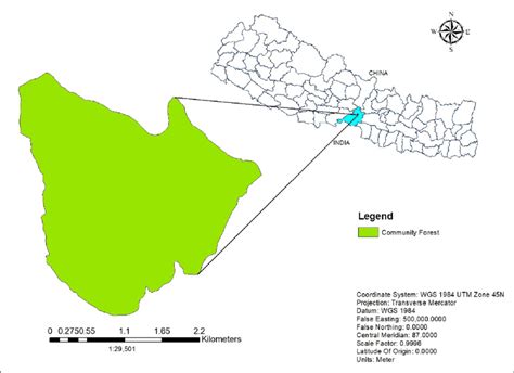 Map of the Kankali community forest, Nepal. | Download Scientific Diagram