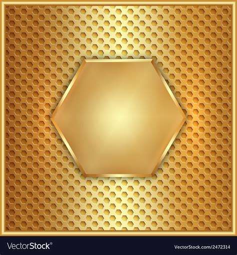 Abstract metal gold hexagon with cells Royalty Free Vector