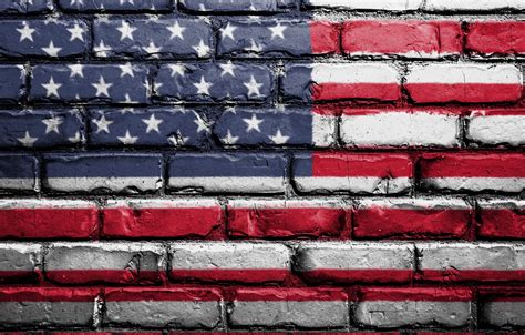 Wallpaper red, wall, USA, white, blue, art, textures, flag, paint ...