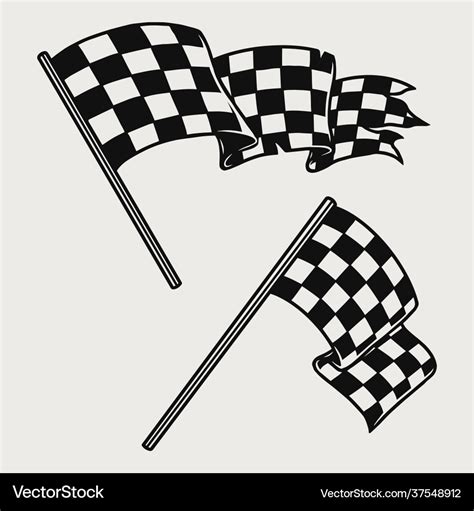 Two racing checkered flags vintage concept Vector Image