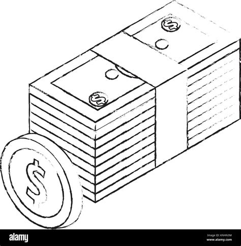 money bundle dollars banknote and coin isometric Stock Vector Image ...