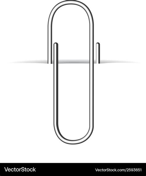 Metal clip paperclip on white paper Royalty Free Vector