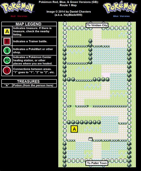 Pokémon Red / Blue Route 1 Map (PNG) - Neoseeker Walkthroughs