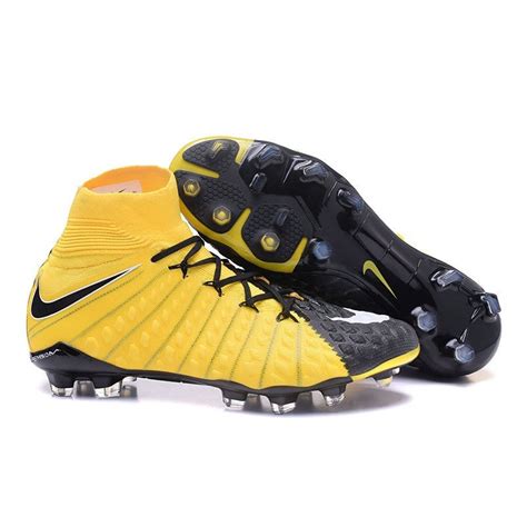 Nike Hypervenom Phantom III DF FG Tongueless Socccer Cleats - Black Yellow