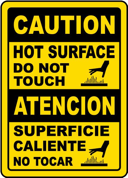 Bilingual Caution Hot Surface Do Not Touch Sign - Get 10% Off Now