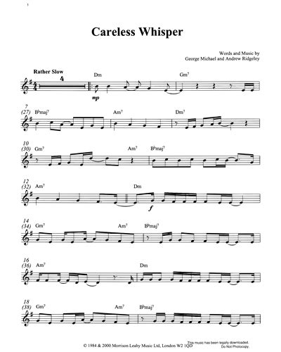 Careless Whisper Sheet Music by George Michael | nkoda | Free 7 days trial