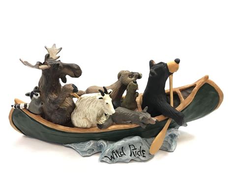 Bearfoots Bears Wild Ride Canoe Goat Moose Raccoon Figurine Decor Jeff Fleming | #1916495018 ...