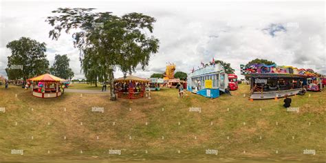 360° view of Trinity Park, Ipswich – August 2021. Mobile fair ground rides in Trinity Pak during ...