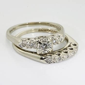 14K White Gold Diamond Vintage Wedding Ring Set | Online Pawn Shop | Out Of Pawn