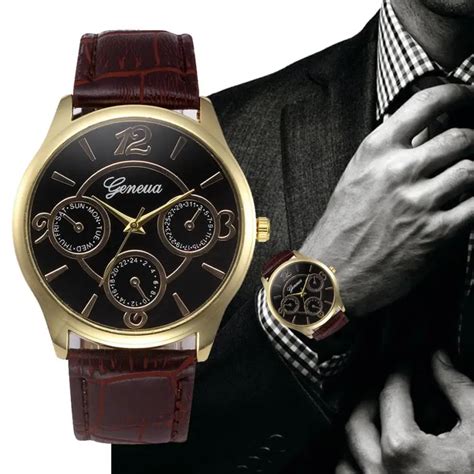 New Arrival Men's watches Retro Design Leather Band Analog Alloy Quartz Wrist Watch mens watches ...