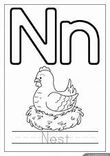 Coloring Pages Letter N Nest sketch template