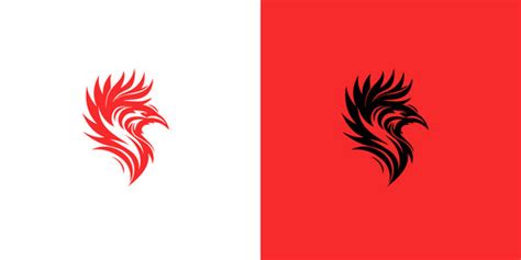 Abstract red and black phoenix logo design Vector Image