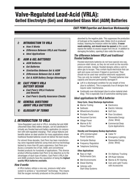 Guide To VRLA Batteries 1927 | PDF