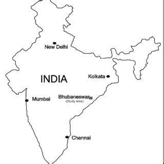 Map of India Showing Location of Bhubaneswar City | Download Scientific ...