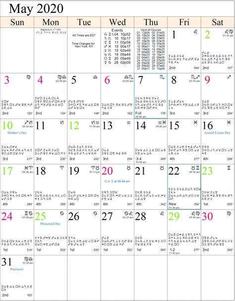 Zodiac Lunar Calendar 2020 | Month Calendar Printable