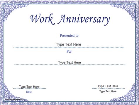 Business Certificates - Work Anniversary Certificate Template | CertificateStreet.com