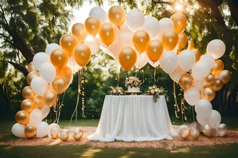 a wedding arch with gold balloons. AI-Generated 31277457 Stock Photo at ...