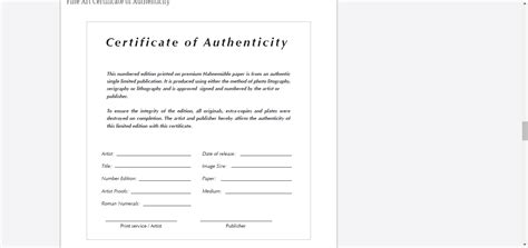 8 Certificate Of Authenticity Templates – Free Samples , Examples ...