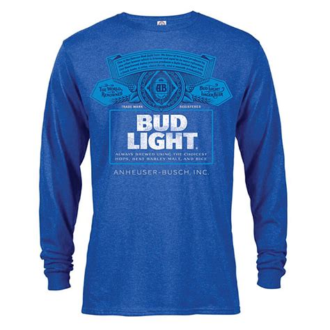 Bud Light Label Long Sleeve Men's Blue T-Shirt