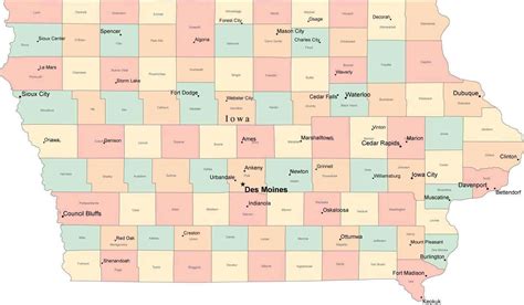 Iowa Map With Cities And Towns - United States Map