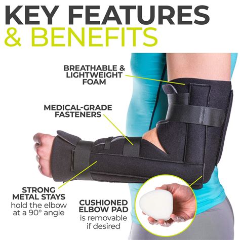 BraceAbility Elbow Immobilizer Brace | Removable Long Arm Cast and Soft ...