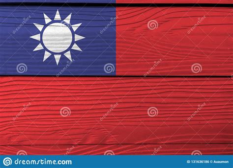 Flag of Chinese Taipei on Wooden Plate Background. Grunge Taiwan Flag ...