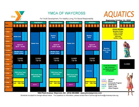 Pool Schedule – YMCA of Waycross