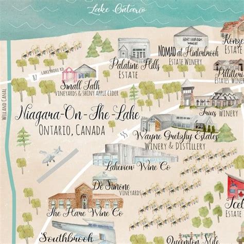 Map of Niagara on the Lake Wineriesnotlwineries of Niagara - Etsy ...