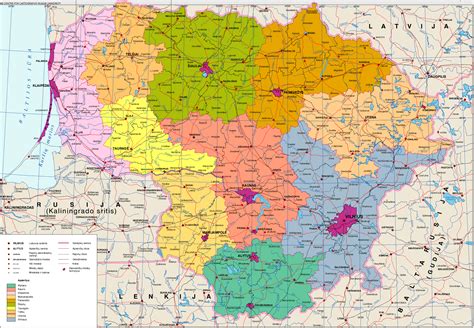 Karten von Litauen mit Straßenkarte und Sehenswürdigkeiten