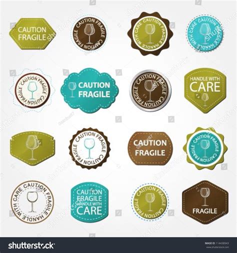 Collection Fragile Labels Stock Vector (Royalty Free) 114438943 | Shutterstock