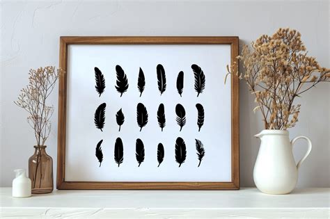 Black Feather Icons Silhouette Vector Graphic by mahmuda akter ...