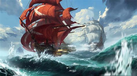 Download Fantasy Ship HD Wallpaper by Mike Huan