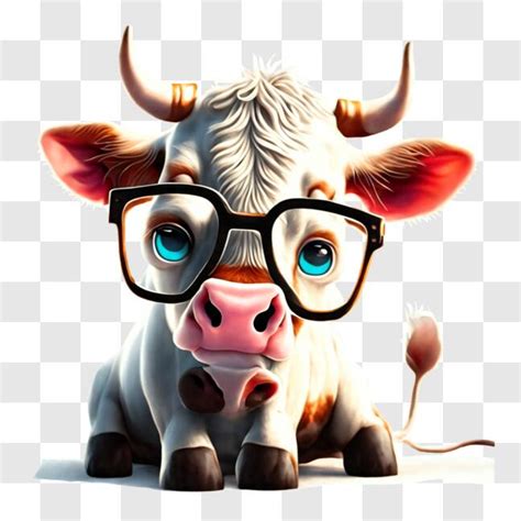 Download Funny Cartoon Cow in Glasses and Outfit PNGs Online - Creative ...