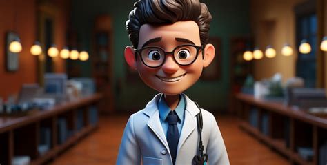 Premium AI Image | Cartoon character of a doctor in a lab coat and tie ...