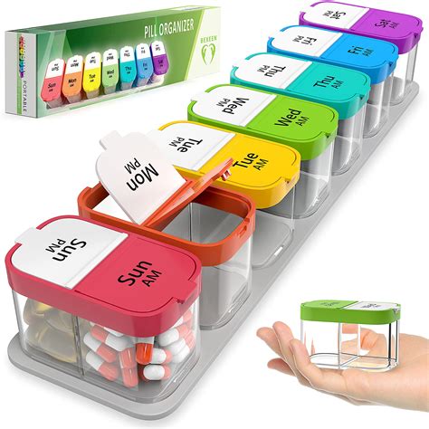 Extra Large Weekly Pill Organizer - 7 Day AM PM Pill Box for Daily ...